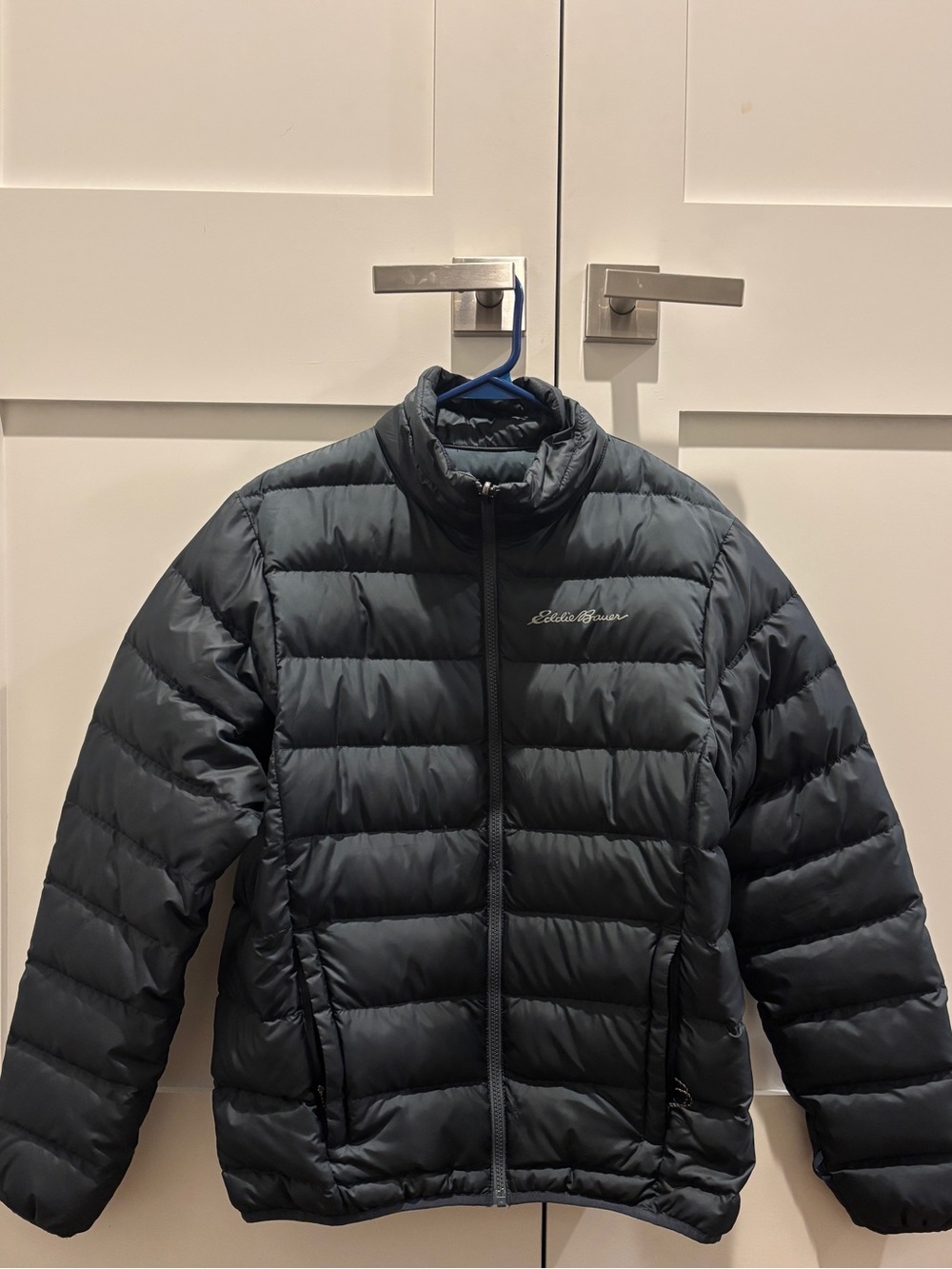 Eddie Bauer Men's Charcoal Quilted Down Puffer Jacket